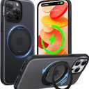 TORRAS O3 Fitness for iPhone 15 Pro Case Magnetic Stand, Fit for MagSafe, 360 Rotatable Stable Stand, MilitaryGrade Shockproof, Slim & Sleek AntiScratch Cover, Obsidian Black Translucent