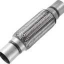 Car Exhaust Flexible Pipe Tubing, 2"x8"x12" Exhaust Joint with Welding Extension Pipe Universal for Car Durable Stainless Steel Silver Tone