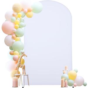 6.6FT White Arch Backdrop Cover, Spandex Fitted Wedding Arch Stand Covers Round Top Chiara Backdrop Cover for Birthday Party Ceremony Banquet Decoration