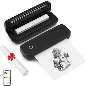 Jomifin Portable Printer for Travel, Inkless Thermal Print with 3 Rolls Paper, Bluethooth & USB Connect, Compatible with iOS, Android, MAC, Windows, Support for 8.5x11 US Letter (Black)