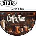 Pardick Coffee Design Art Half Round Doormat Semi Circle Rug Non Slip Indoor Outdoor Entrance Half Moon Rug Absorbent Durable Washable Front Floor Mat for Kitchen Bathroom Patio Fireplace