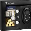 Bonsaii Safe Box with Electronic Keypad, Steel Security Lock Box with Key, 0.23 Cubic Feet, 9.06" W x 6.69" D x 6.69" H, Small Hidden Safe for Cash Jewelry