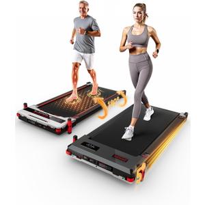 Walking Pad Treadmill, Anylife Incline Walking Pads Under Desk 330lb Capacity, 2.5HP Portable Treadmills for Home, Compact Treadmill Small Running Pad with LED Display, Remote Control (White Black)
