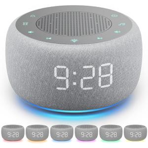 Buffbee Alarm Clock with Sound Machine for Bedrooms  2-in-1 White Noise Machine for Sleep, Gentle Wake-Up with Soft Alarm Sounds, Ambient Night Light, Plug-in, Sleep Better, Wake Gently (Fog)
