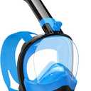 Full Face Snorkel Mask, Snorkeling Gear for Adults Kids with Latest Dry Top Breathing System and Detachable Camera Mount, with 180 Degree Panoramic View, Size: Large-X-Large