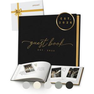 ARTESORI Personalized 2026 Wedding Guest Book for Reception  Black Guestbook to Sign in, Elegant Baby Shower Guest Book for Party & Birthday  Photo & Polaroid Guest Book for Wedding & Bridal Shower