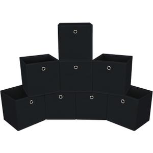 Foldable Storage Cubes Bins ,11 Inch Cloth Storage Cube Fabric Storage Box Cubes Organizer Baskets with Handles for Home Organizer Set of 8 (Black)