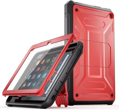 All-New 8 & 8 Plus Tablet 8“,DJ&RPQ Incompatible iPad TCL Full Body Rugged Hands-Free Viewing Stand Back Cover with Screen Protector-Red
