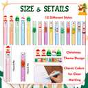 Spiareal 12 Pcs Christmas 3-in-1 Highlighters Pens Bulk Multicolor Xmas Highlighter Marker Christmas Tree Santa Claus Snowman Fluorescent Pens for Holiday Gifts Xmas Stocking Fillers (Novelty Style)