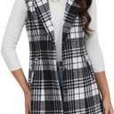 IDEALSANXUN Plaid Vest for Women Fall Winter Sleeveless Blazer Jackets (XX-Large, Black White)