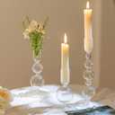 Hewory Glass Candlestick Holders Set: 3PCS Clear Candle Holder Taper Candle Holders Bulk, Crystal Ribbed Candle Sticks Holder Decor for Table Centerpiece Wedding Christmas Thanksgiving Dinner