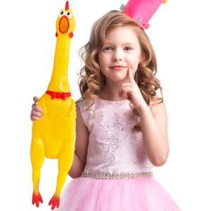 Xeehwb 22 Inch Crazy Huge Rubber Chicken,Yellow Squeeze Chicken Toys,Squeaky Chicken Dog Toys,Squawking Prank Novelty Gag Gift