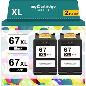 67XL Black Ink Cartridge for HP Ink 67 Replacement HP 67 Black Ink Cartridge HP67 HP67XL Envy 6055e 6000 6455e 6400 6458e DeskJet 2755e 2700 2700e 2752e 2734e 4155e 4100e Printer Ink HP 67