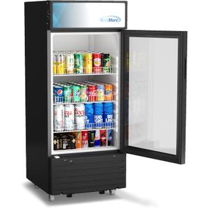 KoolMore KM-MDR-1D-6C 6 Cu. Ft. Commercial One Glass Door Display Upright Beverage Refrigerator Cooler Merchandiser-22.8 in. x 21.4 in. x 52.7 in. [Black]