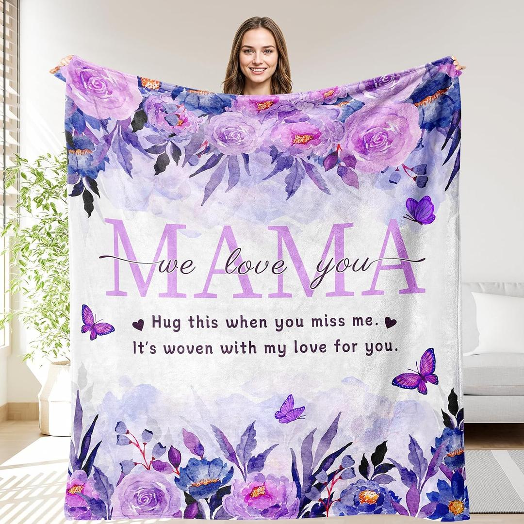 OHOIT Gifts for Mom, Mom Birthday Gifts Blanket, We Love You Present for Mother Mommy Stepmom from Daughter Son, Mother's Day Blanket to My Mom 60"x50", Throw Size 50" x 60"