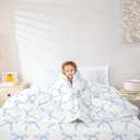 7 Pieces Cartoon Bowknot Kids Comforter Queen Size,Bow Tie Knot Geometric Patchwork Fashion Bedding Set,Hand-painted Sketch Blue NobleComforter+Fitted+Flat+2 Pillowcases+2 Throw Pillow Covers