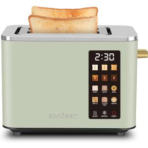 SEEDEEM Toaster 2 Slice, Touch Control Screen, Smart Stainless Toaster, 6 Shade Setting, 6 Bread Selection, Countdown, Removable Crumb Tray, 900W, Mint Green
