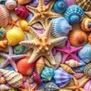 Jigsaw Puzzles for Adults 1000 Pieces-Colorful Seashell and Starfish, 1000 Piece Puzzle for Adults with Letter on Back No Dust, Beach Puzzles with 1:1 Poster(27.6"x19.7")