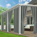 Outdoor Curtains for Patio Waterproof - 6 Panels Privacy Weatherproof Outside Curtains with Grommets for Pergola, Gazebo, Porch, Cabana, Balcony, 54 x 84 Inch, Grey