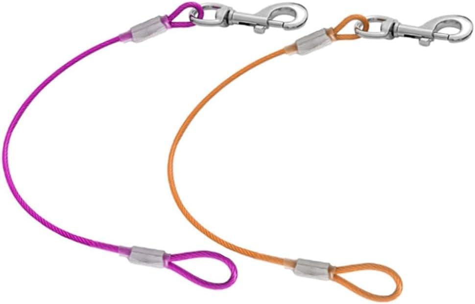 2 Packs Chew-Proof Dog Leash Extension, Tangle Free Short Lead Extender for Training Walking, Durable Cable Extender Suitable for All Breeds Dogs (Orange+ Purple, 24 inch/60cm)