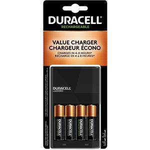 Duracell Ion Speed 1000-Battery-Charger for AA and AAA-batteries, Includes 4 Pre-Charged AA-Rechargeable-Batteries, for Household and Business Devices