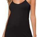 AUHEGN Women's Basic Adjustable Spaghetti Strap Cami Slip Mini Dress (Black, XL)