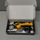 Cordless Electric Scissors: 4V Rechargeable Cardboard Cutter, 3 Blades, Safety Lock & LED Light, Box Cutter for Carton Carpet Plastic Fabric Leather(Yellow