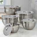 Delux Stainless Steel German Bowl Set with Steel Lid of 5 Piece with 5 Different Sizes- 14, 18, 22, 26, 30 cm