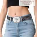 PARTTELY Western Cowboy Belts for Men Women, Western Belt with Bull Buckle, Country Belt Cowboy Leather Belt for Jeans