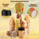 Zopeal 100 Pieces Thanksgiving 12 oz Disposable Coffee Cups with Lids Paper Hot Cup 4 Fall Design Patterns Cute Cups for Hot Tea Beverage Water Juice Dinner Wedding Event Holiday Decoration