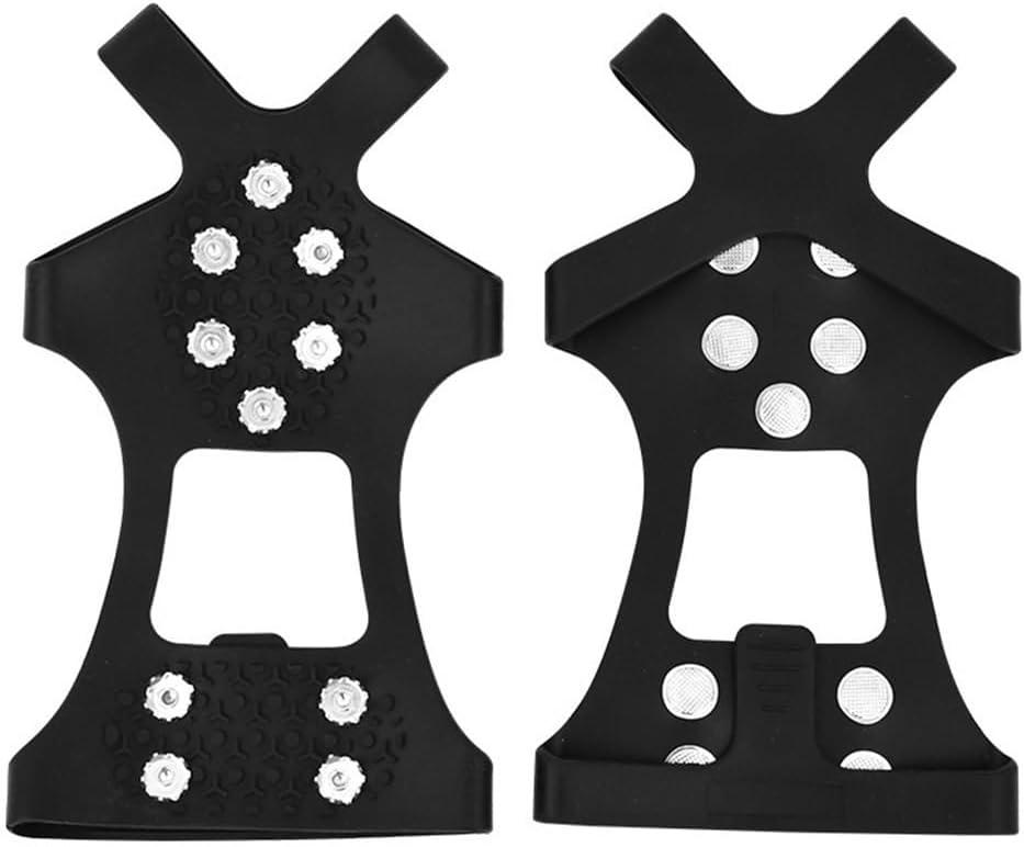 Stainless Steel Micro Spike Crampons Ice Snow Grips Snow Walk Traction Cleats Ice Cleats Traction Anti-Slip Shoes Ice Gripper Non Slip Hiking Shoe Clips Suitable For Walking Hiking And Trekking (X-Large, Black)