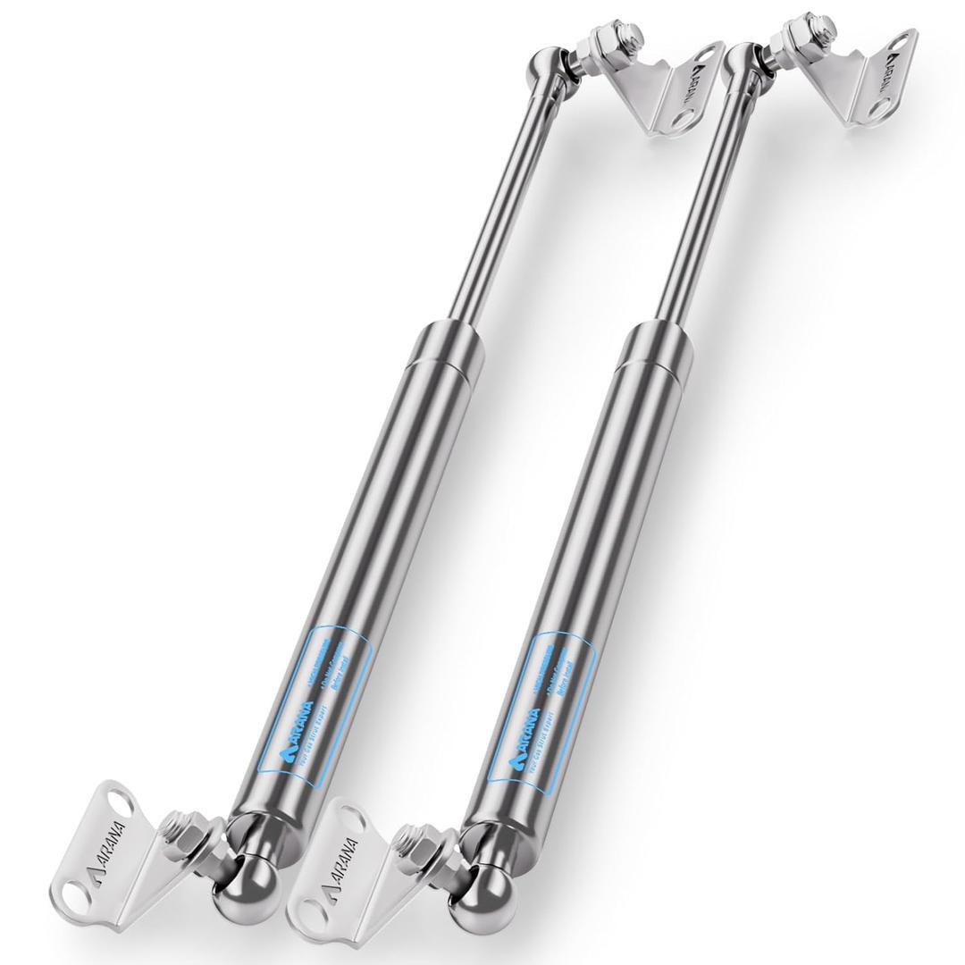 ARANA Stainless Gas Struts 15 inch 45lbs, Marine Gas Struts 15 inch 200N with Brackets, Hydraulic Lift Support Hinges for Boat Hatches RV Bed Trap Door Storage Box Lid(Fit 36-50lb Lid), 2 Pcs