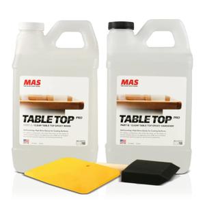 MAS Epoxies Table Top Pro Epoxy Kit, 1-Gallon, (0.5-Gal Part A + 0.5-Gal Part B) Crystal Clear Resin Casting for DIY Arts, Crafts, Countertops, Wood Tables, Tabletops, Bar Tops