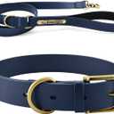 Tuff Pupper Classic Leash and Classic Collar (Neck Size 19-23") | Matching Midnight Blue Color | Stronger Than Leather | Waterproof | Odor Free | Rust Proof