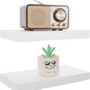 BGMG Wood Floating Shelves 12 inch Set of 2,White Floating Shelves for Wall,Solid Wood Wall Shelves for Bathroom Living Room Bedroom Kitchen Farmhouse -12x 6.7 x1.25 inch