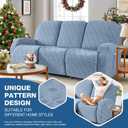 TAOCOCO Recliner Sofa Covers Stretch Reclining Couch Cover, Jacquard Recliner Couch Cover for 3 Seat Furniture Protector Sofa Slipcovers with Elastic Bottom for Kids, Pets (Light Blue)