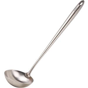 MARTE 16 Soup Ladle, 304 Stainless Steel Deep Ladle Spoon, [Rustproof, Integral Forming, Heat-Resistant] Metal Cooking Spoon,High-Grade Kitchen Tool for Service-Ergonomic Long Handle-Dishwasher Safe