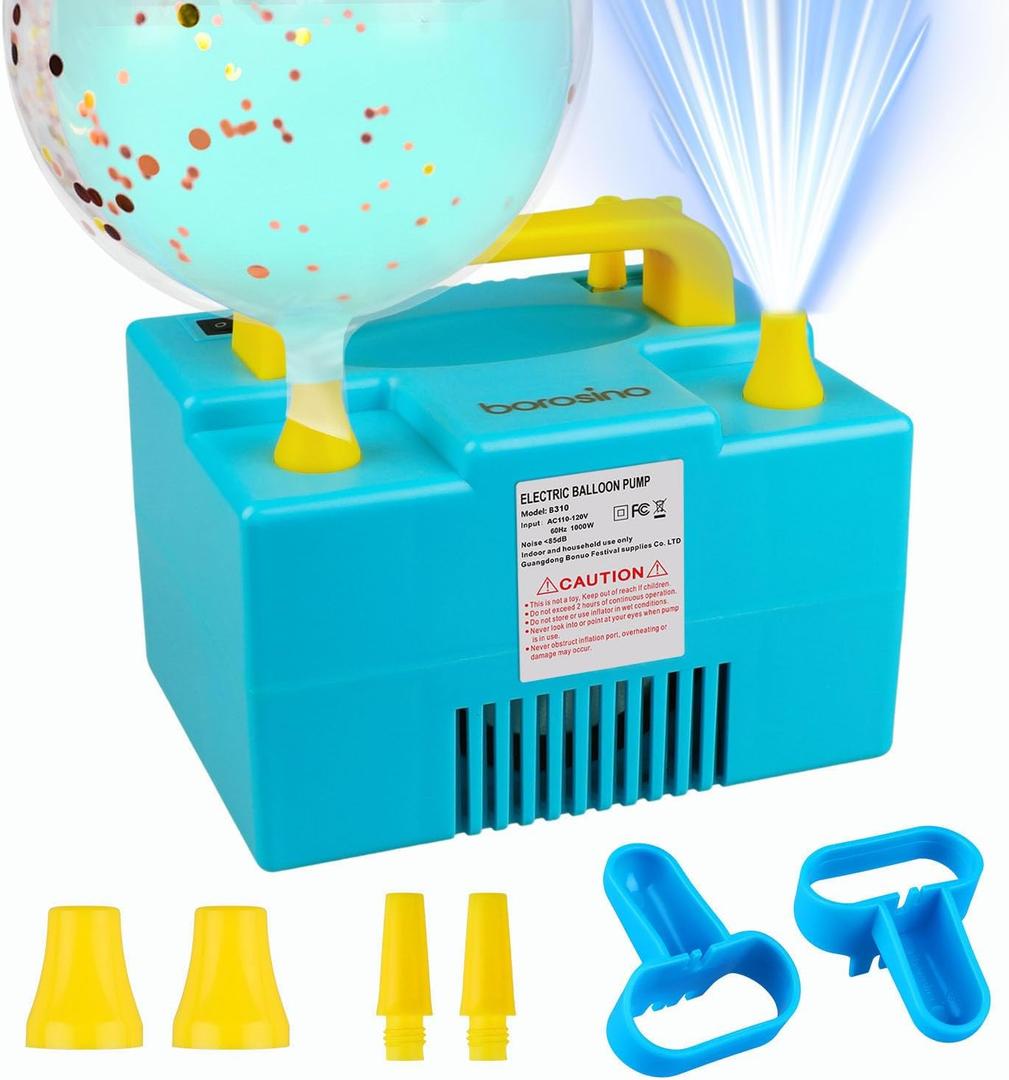 Borosino Balloon Pump Air Cooler 1000w 110v Powerful Electric Balloon Pump, Can Be Inflated for A Long Time Without Worrying About Heat, Suitable for Rapid Inflation of All Double-Layer Balloons