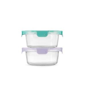 Ello Color Lock 1-Cup Round Glass Food Storage Container, 1pk Dishwasher Safe
