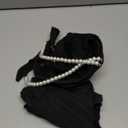 MakeMeChic Women's 2 Piece Bikini Set Textured Pearl Beaded Strap Scallop Trim High Waist Swimsuit (Black) XL