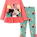 Disney Princess Frozen Minnie Mouse Toddler Girls Clothes: Ruffle Sleeve T-Shirt and Leggings Summer Shorts Outfit Set (2-6Y) (4-5 Years)