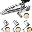 Rotary Cheese Grater Stainless Steel Manual Handheld Cheese Grater, Handheld Manual Grater Shredder with 4 Stainless Steel Drum Blades