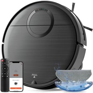 Robot Vacuum, 2 in 1 Robot Vacuum and Mop Combo for Pet Owners: Strong Suction, Anti-Tangle Brushless Inlet, Picks Up Dog & Cat Hair, Wet Mopping Removes Paw Prints, Auto-Recharge with Schedule (Black)