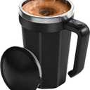 Self Stirring Coffee Mug with Temperature Display, 18 oz Rechargeable Self Stirring Mug with Lid, Automatic Self Stirring Cup, Coffee Mug with Stainless Steel for Coffee, Milk, Beverages, Black