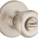 Kwikset Tylo Interior Privacy Door Knob with Lock, Door Handle For Bathroom and Bedroom, Satin Nickel Keyless Turn Lock Doorknob, with Microban Protection