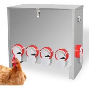 XKV Metal Automatic Chicken Feeder 90LBS with 10 Ports,No Feed Waste,All Seasons Support,Weather-Resistant and Animal-Proof,Suitable for Chicken,Geese,Ducks,Turkeys,Quails