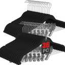 Korpai 36-Pack Black Velvet Hangers with Clips Adjustable,Adult Hangers,Outfit Hanger,Heavy-Duty,Felt,Non-Slip,Space Saving, for Pants, Skirts, Suits,Coats, Dresses ect.