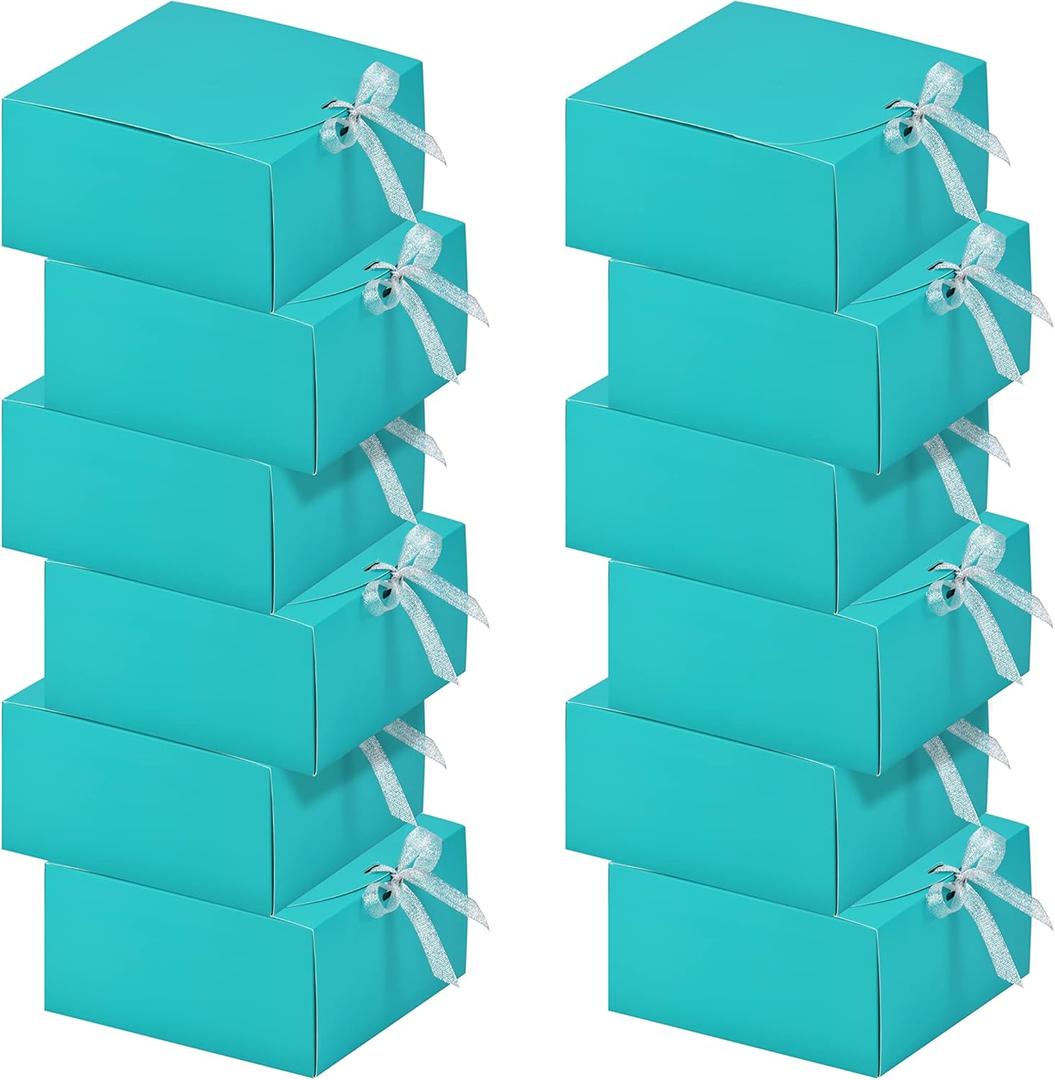 HUAPRINT Gift Boxes with Lids,Teal Blue Gift Boxes 8x8x4inches,Bridesmaid Proposal Box,12 Sets,Kraft Paper Gift Boxes for Wedding,Packaging,Present,Birthday,Cupcake Boxes,Crafting (Turquoise)