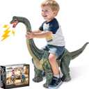 Dinosaur Ride On Toy Cars for Kids,Twinkoo Realistic Brachiosaurus Push Car with Three Sound Effects,Sound and Light Effects PP Wheels for Indoor/Outdoor Play,Best Gift for Kids(Brachiosaurus)