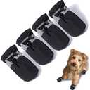 Dog Shoes Dog Boots & Paw Protector, Anti-Slip Sole Winter Dog Booties with Reflective Straps Dog for Small Medium Dogs 4PCS (Black, Size 3: 1.37"(Width))